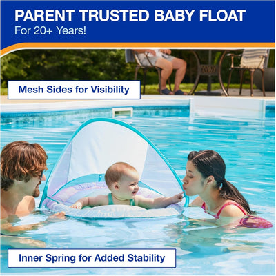 Boia Infantil Com Capota Swimways Baby Spring FPS50+ Mermaid - Estabilidade com Sistema de Mola Interna