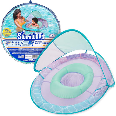 Boia Infantil Com Capota Swimways Baby Spring FPS50+ Mermaid - Infla Até 3x Mais Rápido